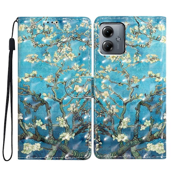 Til Motorola Moto G54 5G Etui 3D Mønster Design PU Læder Stand Flip Telefon Cover Multicolor Style A