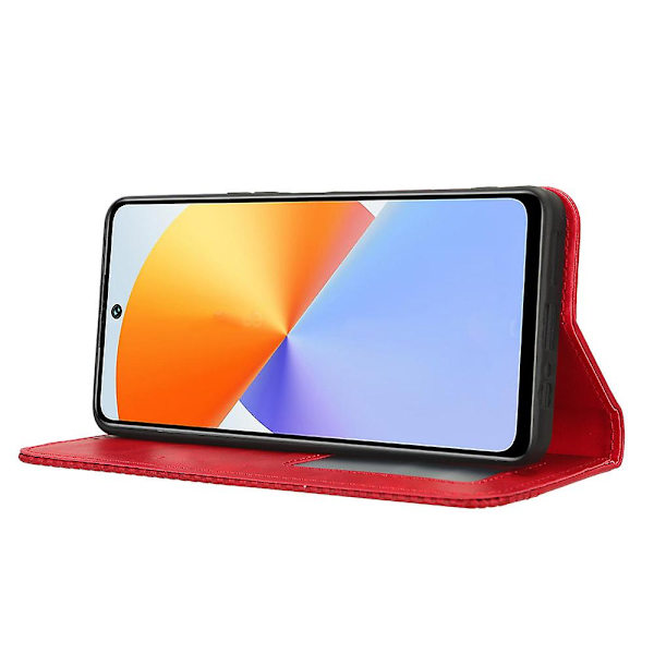Phone case För Infinix Note 30 Vip 5g X6710 Retro Pu Läderställ Cover Red