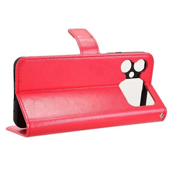 Til Cubot A20 Etui Crazy Horse Tekstur PU Læder Telefon Wallet Cover - Guld Multicolor Red