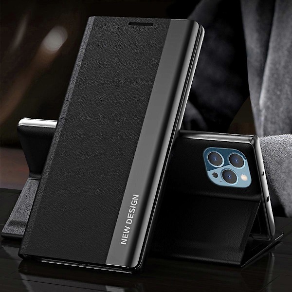 För iPhone 15 Pro PU Läder Flip Ställ Telefonfodral Elektropläterat Skyddsfodral Multicolor Style H