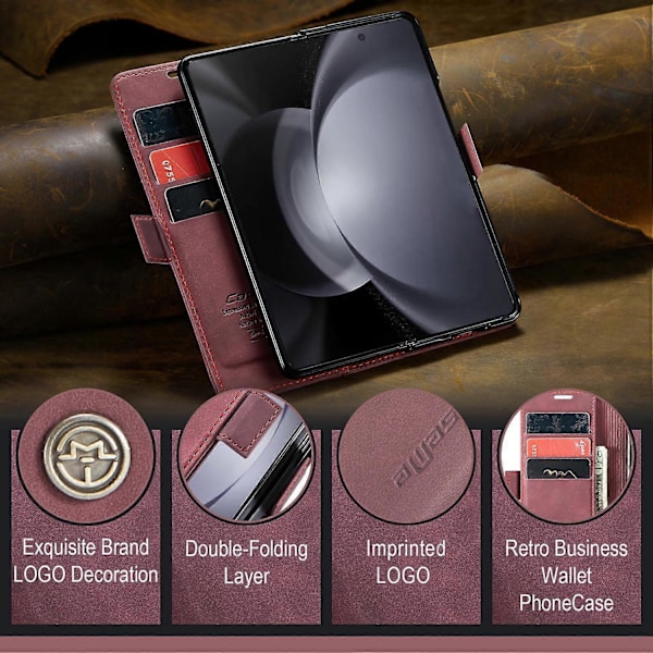 CASEME 013-serien för Samsung Galaxy Z Fold5 5G Plånbok Läder Telefonfodral Ställ Telefonskydd Multicolor Style A
