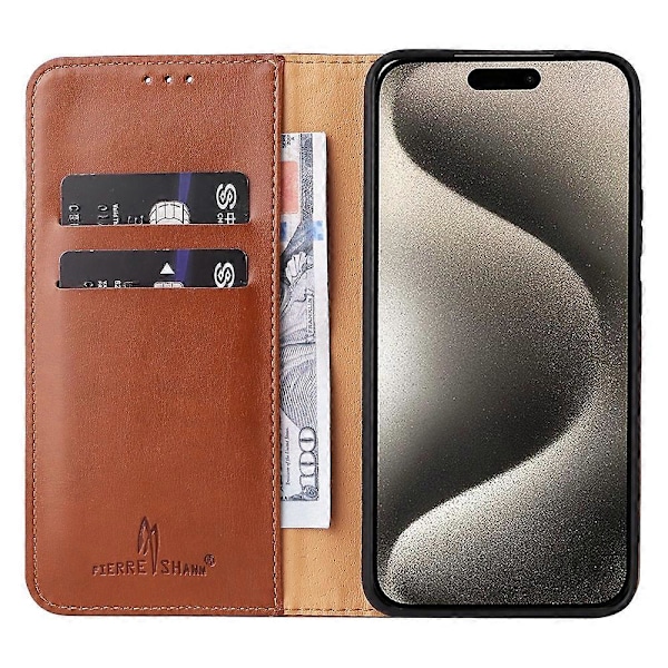 FIERRE SHANN iPhone 15 -kotelo, jalustallinen lompakkokotelo PU-nahkaa Multicolor Style A