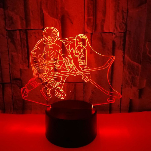 Nya 3d nattlampor Ishockey idrottare 3d Illusion sänglampa 16 färger växlande med fjärrkontroll Bästa födelsedagspresenter för män kvinnor stil V