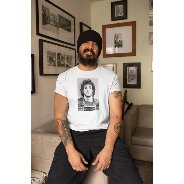 John J Rambo Mugshot grafisk t-shirt Sylvester Stallone Movie T-shirt för män Black M
