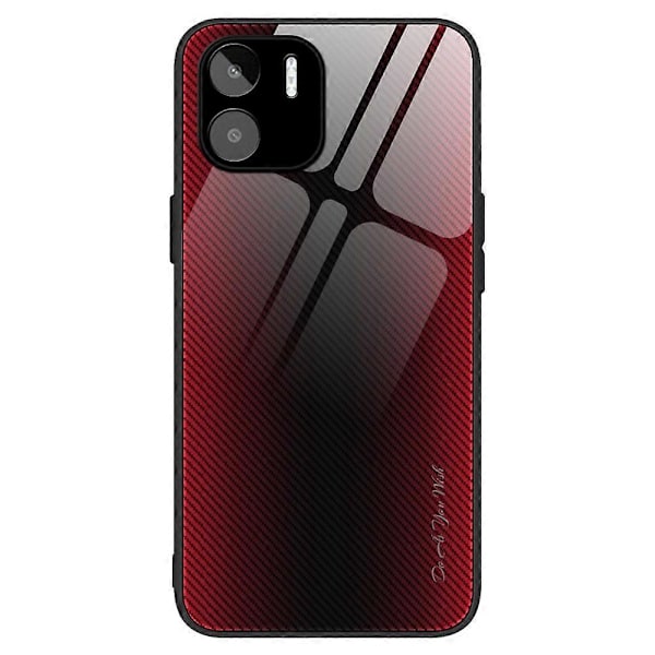Kolfibertextur Telefonskal för Xiaomi Redmi A1 4G/A2 4G, Härdat Glas+TPU Skyddsfodral