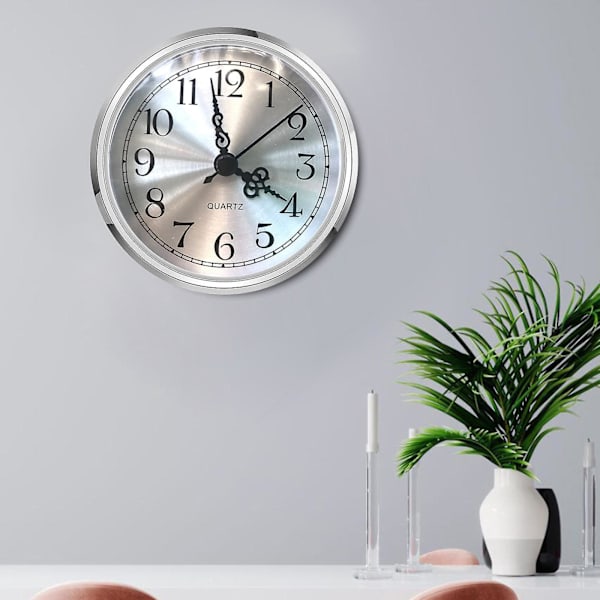 90mm Quartz Clock Insert Arabiska siffror Batteridrivna reparationsdelar Silver