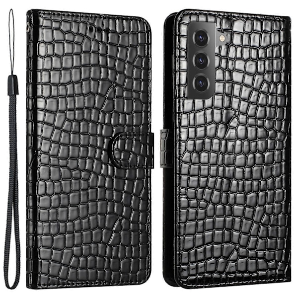 Puhelinkotelo Samsung Galaxy S22+ 5G:lle, nahkakansi, krokotiilikuviollinen, jalustallinen lompakko ja rannehihna Multicolor Style A