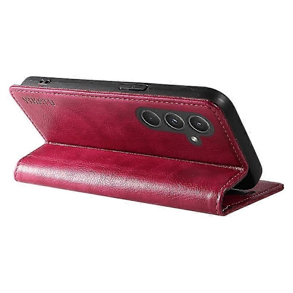 YIKATU YK-006 Fodral för Samsung Galaxy A55 5G Magnetisk Stängning PU Läder+TPU Plånboksställ Multicolor Wine Red