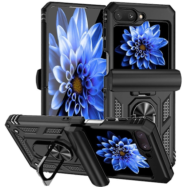 Skal för Samsung Galaxy Z Flip5 5G PC+TPU Anti-fall Ring Kickstand Multicolor Style A
