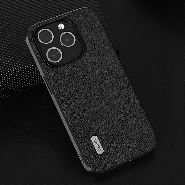 För iPhone 15 Pro Läderfodral i Kohud + PC + TPU med Litchi-textur, Repskydd Multicolor Style A