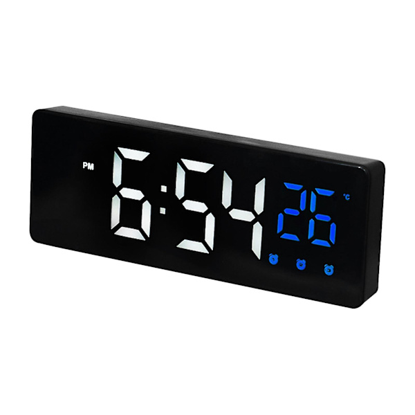 Kompakt digital väckarklocka med USB laddningsport och power, ljusstyrka med två växlar, 12/24 timmar, skrivbordsväckarklocka i sovrummet