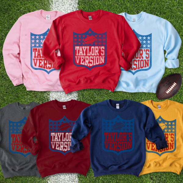 Taylors Version Football Sweatshirt, Tay Swift Football, Nfl Tay's Version, Swift Merch, Football Sunday, Football Swift, Taylor Shirt Light Blue 2XL