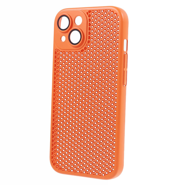 IPhone 15 takakansi linssisuojakalvolla, lämmönpoisto, kova PC-puhelinkotelo Orange
