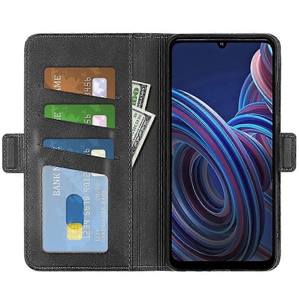 ZTE Blade A72 5G -puhelimen kuvioitu PU-nahkakotelo, jossa on kaksoismagneettiteline, lompakko ja iskunkestävä puhelinkotelo Multicolor Style A