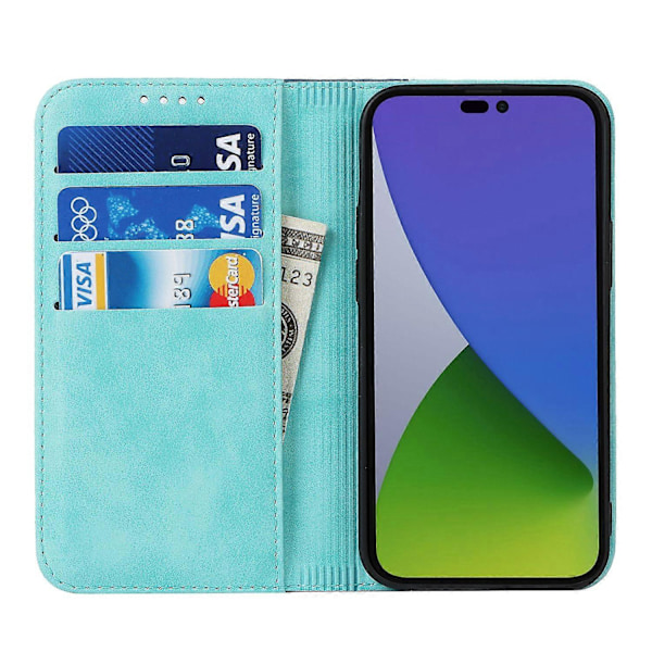 För iPhone 15 Pro Tvåfärgad Splitsad PU Läder Telefonfodral Stöd Stativ Plånboksfodral Multicolor Style F