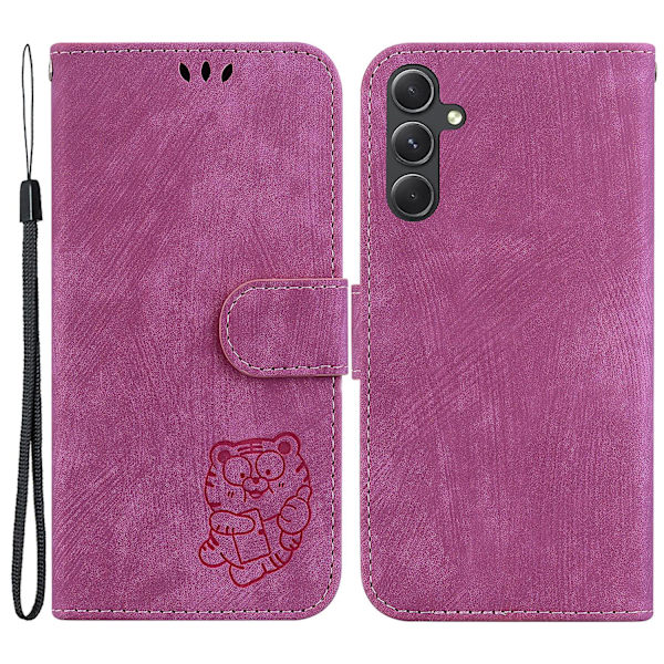 För Samsung Galaxy A34 5g Plånbok cover Pu Läder Flip Stand Case Rose