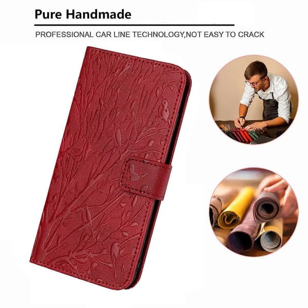 Solid farve iPhone 15 Pro Max etui med præget læder og stander Multicolor Style D
