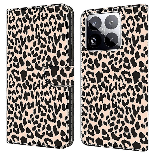 Xiaomi 15 Pro -kotelo korttipaikalla, kuvio painettu TPU+PU-nahkainen läppäpuhelimen suojus Multicolor Leopard Print
