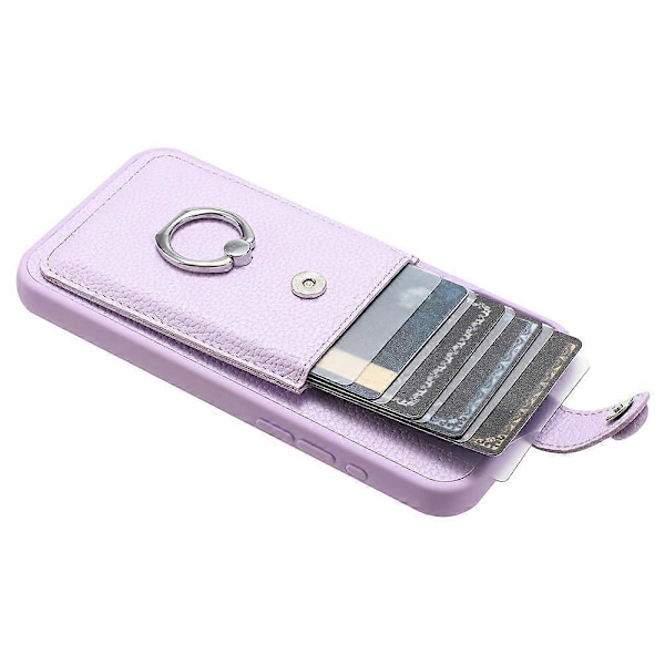 iPhone 15 Plus / 14 Plus -kotelo, korttipaikoilla, nahkainen takakansi ja rengastuki Multicolor Style C