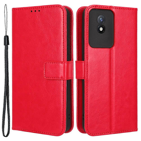 Mobiltelefonetui til vivo Y02 4G Wallet Stand PU Læder Telefoncover med Rem Multicolor Style B