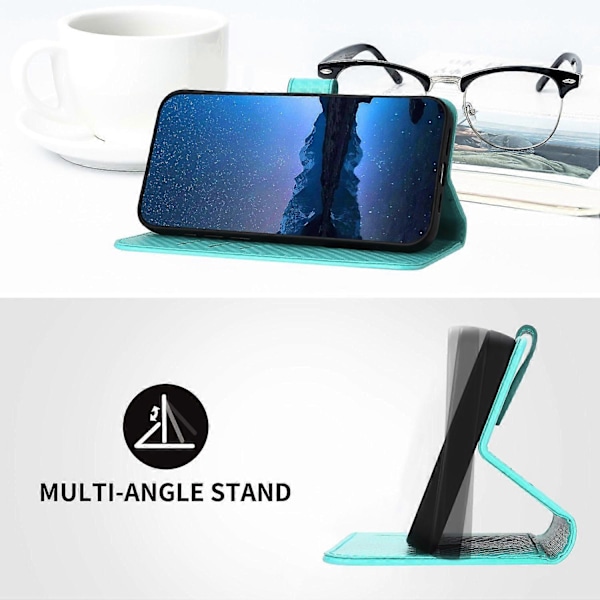 Plånboksfodral med rem i kolfibertextur läder för Realme P3 Pro 5G Multicolor Light Blue