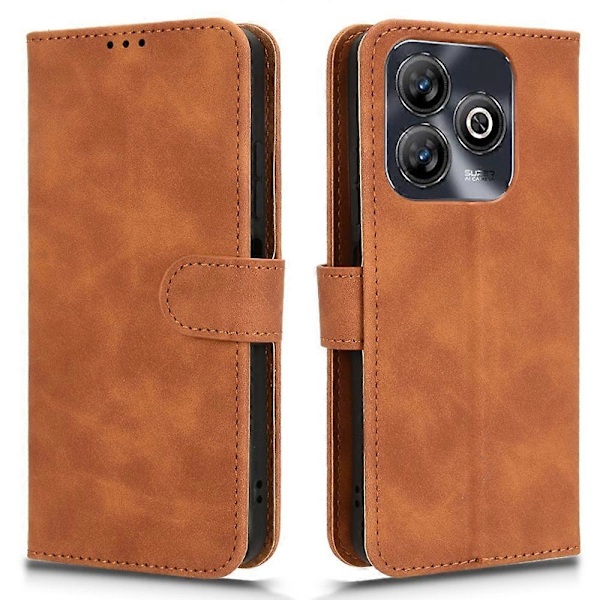 ZTE Blade A75 4G Nahkakotelo, ihon tuntuinen, pudotussuojaava lompakkokotelo - Musta Multicolor Brown