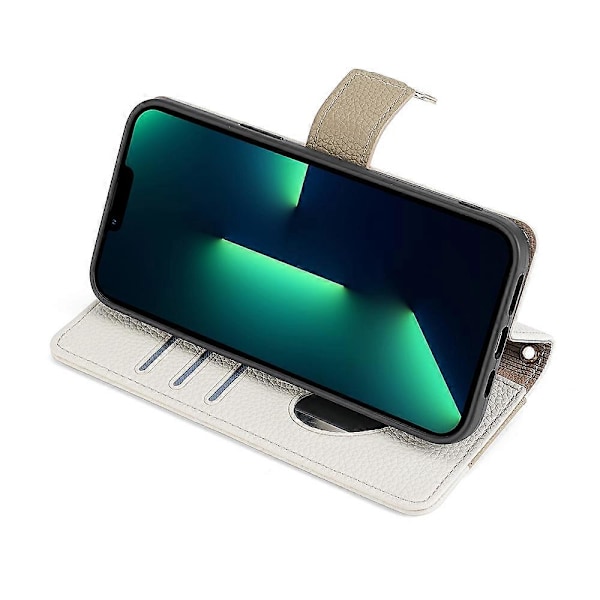 För iPhone 15 Pro PU Läder Ringhållare Telefonfodral Plånboksställ Fullt Skydd Skal med Sminkspegel Multicolor Style C