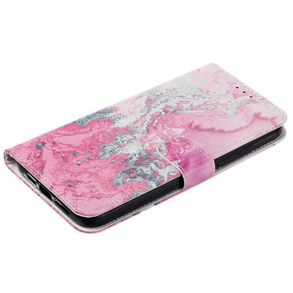 För Iphone 15 Pro Plånboksställ Pu Läder Phone case Mönster Utskrift Anti-dropp cover Pink Sea Water