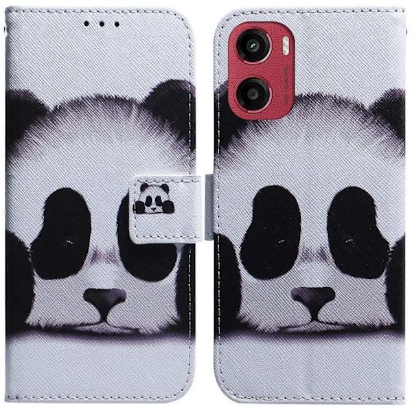 Motorola Moto G05 4G/E15 4G Lompakkokotelo Kuvioitu Nahkainen Puhelinkotelo Multicolor Panda