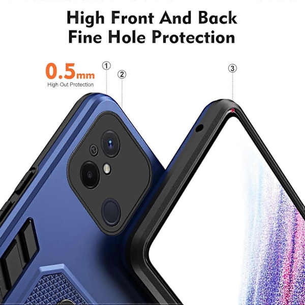For Xiaomi Redmi 12C 4G/Poco C55 4G Fleksibel Ring Stropp TPU+PC Telefon Deksel Stativ Etui Multicolor Style C