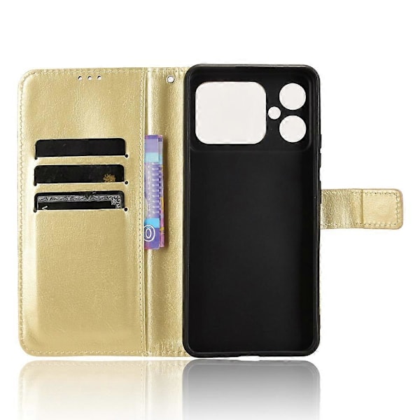 Til Cubot A20 Etui Crazy Horse Tekstur PU Læder Telefon Wallet Cover- Multicolor Gold