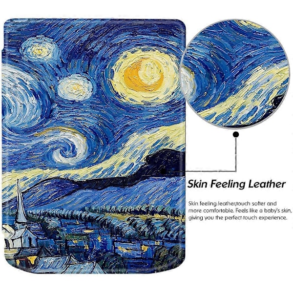 Læderetui til PocketBook Verse Pro E-læsercover med automatisk dvale/vækning - tid til at rejse Multicolor Starry Sky