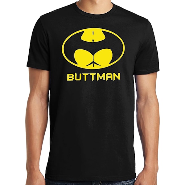 Publiciteez Rolig stor och lång King Size Buttman Parodi T-shirt - vuxen, 3xl Black XXL