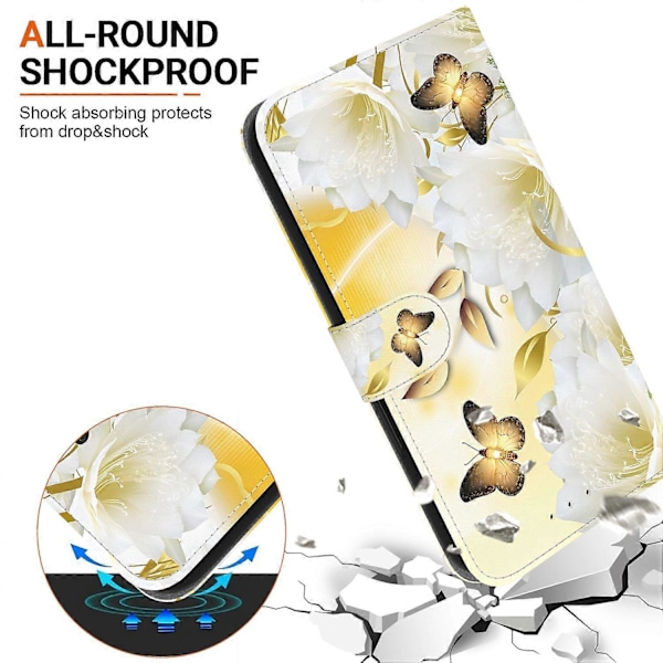 Læderetui med mønstertryk til Infinix Zero 30 5G Multicolor Gold Butterfly Flower