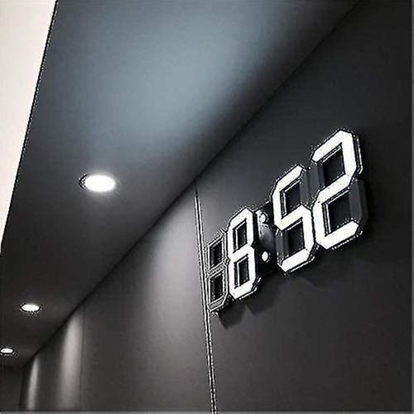 Dhrs 3d led väggklocka, modern digital väckarklocka 24 eller 12 timmars display