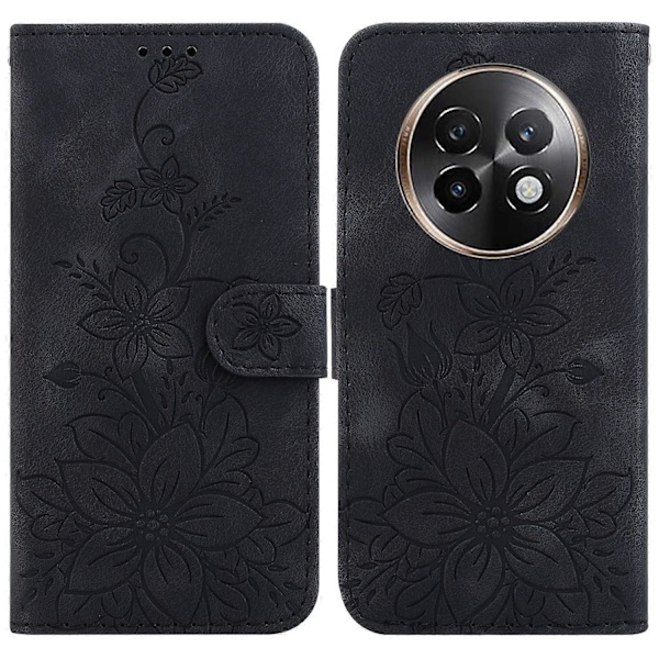 Skal för Realme 13+ 5G Lily Flower Präglat Läder Telefonskal med Ställ Multicolor Style D