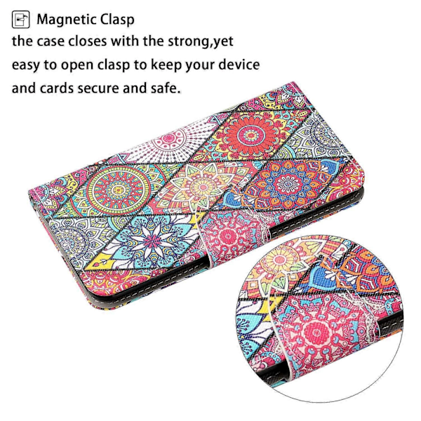 Färgglatt mönstertryck PU Läder Telefonfodral med Ställ och Rem för Samsung Galaxy A12 Multicolor Style F