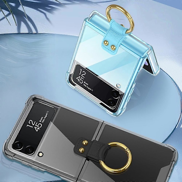 GKK För Samsung Galaxy Z Flip4 5G Finger Ring Design Airbag TPU Transparent Mobilskal Multicolor Style B