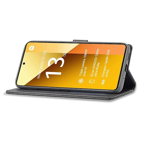 LC.IMEEKE Etui til Xiaomi Redmi Note 13 Pro 5G/Poco X6 5G, tegnebog, stativ, kalveskinds tekstur læder telefoncover Multicolor Grey