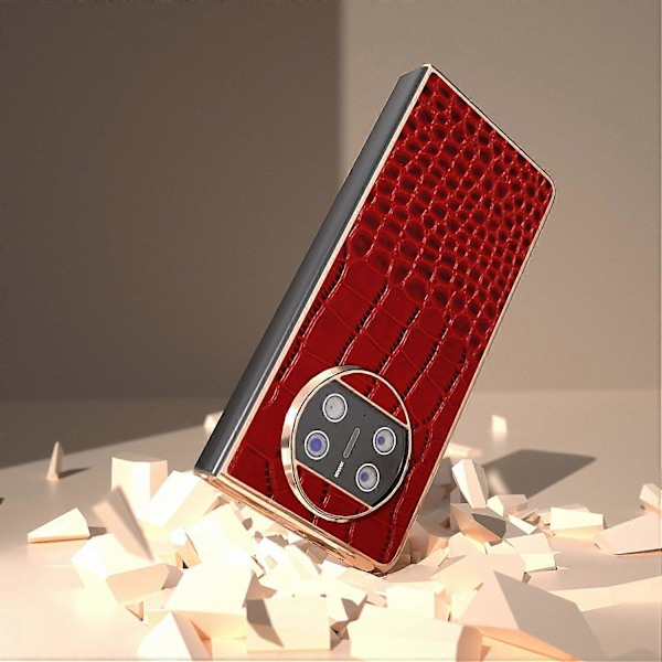 Til Huawei Mate X3 5G Krokodillemønster Telefoncover Ægte Koskindslæder + PC Elektropletteringscover Multicolor Style C