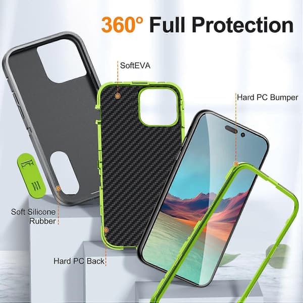 Stöttåligt mobilskal för iPhone 15 Pro Max PC+TPU mobilskal med stöd Multicolor Style E