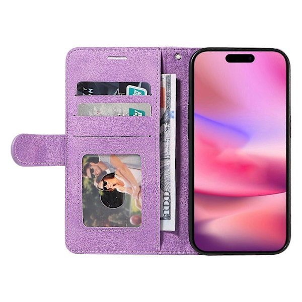 KT Læder Serie-1 Til iPhone 16 Etui Farvesplejsning Tegnebog PU Læder Telefon Cover Multicolor Style E