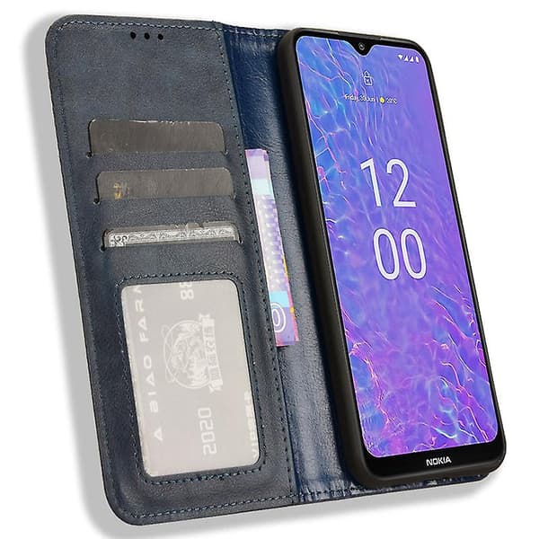 För Nokia C210 Case Plånbok Retro Pu Läder Skyddstelefon Cover Blue