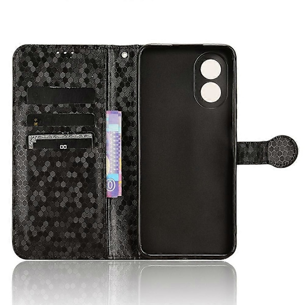 För Oppo A38 4G Fodral PU Läder Präglat Vikbart Ställ Mobiltelefon Skal Multicolor Style E
