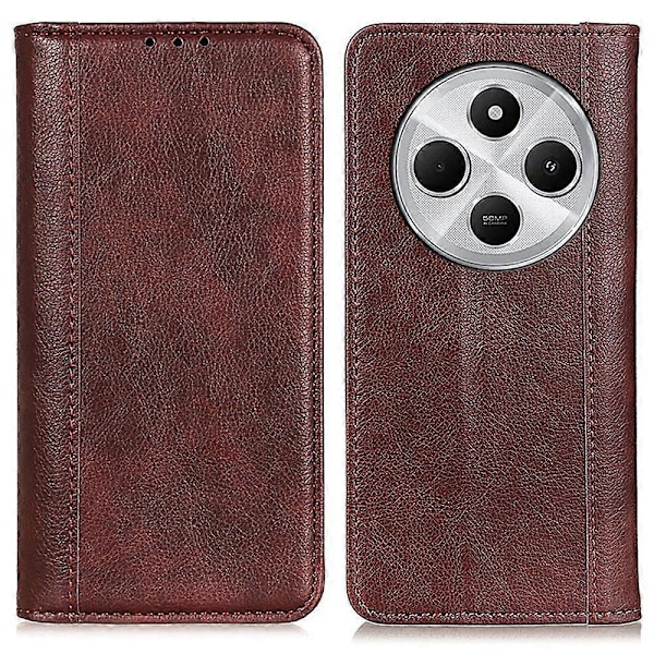 Til Xiaomi Poco C75 4G/Redmi 14R 5G/14C 4G Stand Case Split Læder Wallet Telefon Cover Multicolor Brown