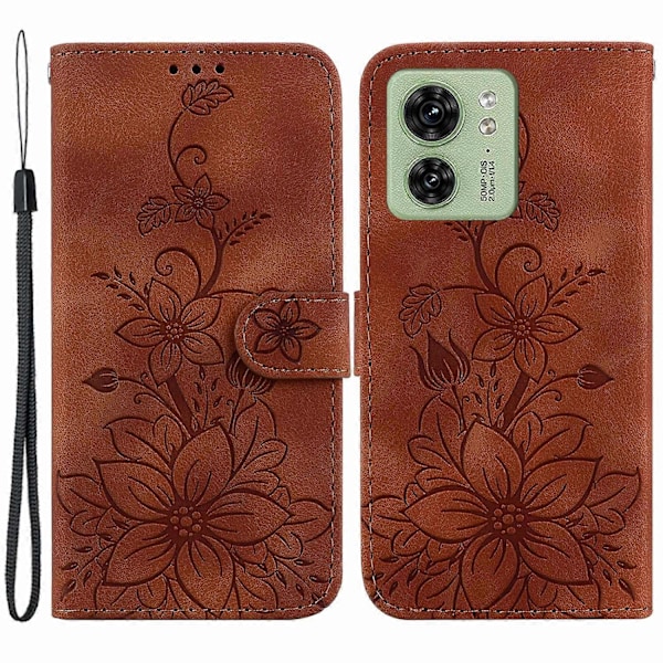 Til Motorola Edge 40 5G Præget Lily Blomst Telefon Cover PU Læder Cover med Stativpung Multicolor Style E