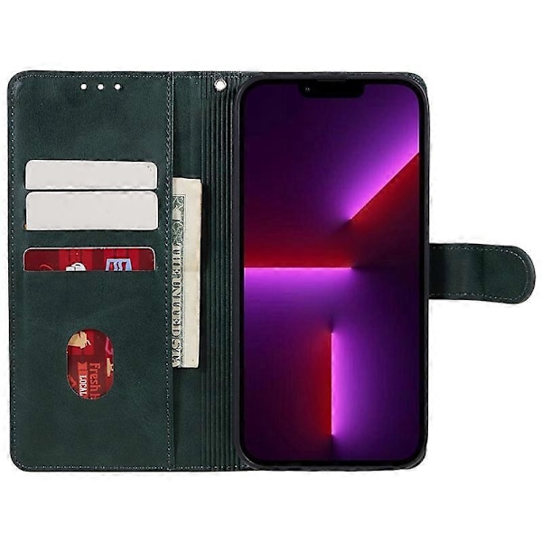 Kalvtextur PU Läder Plånboksfodral med Ställ för iPhone 13 Pro Max Multicolor Style C