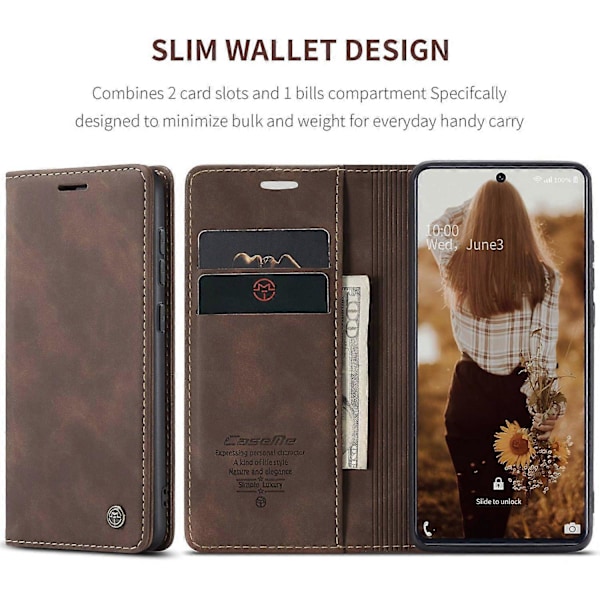 CASEME 013 Series Flip Plånbok Läder Telefonskal för Samsung Galaxy A71