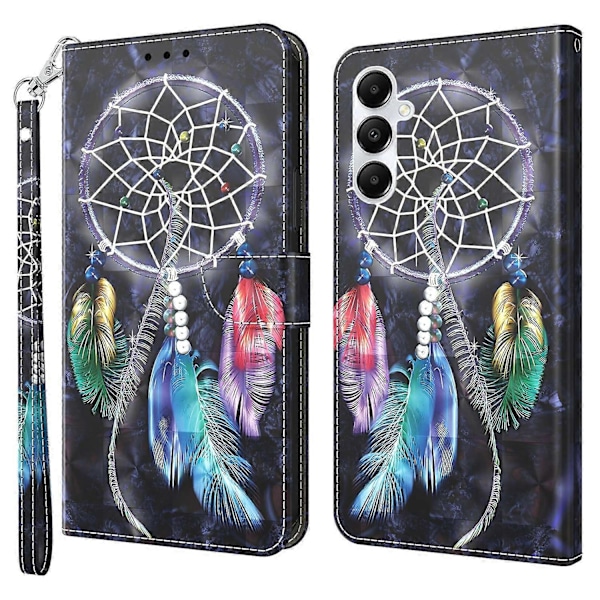 Magnetiskt fodral för Samsung Galaxy A55 5G med 3D-mönstertryck, mobilskal i läder - Stående katt Multicolor Dream Catcher