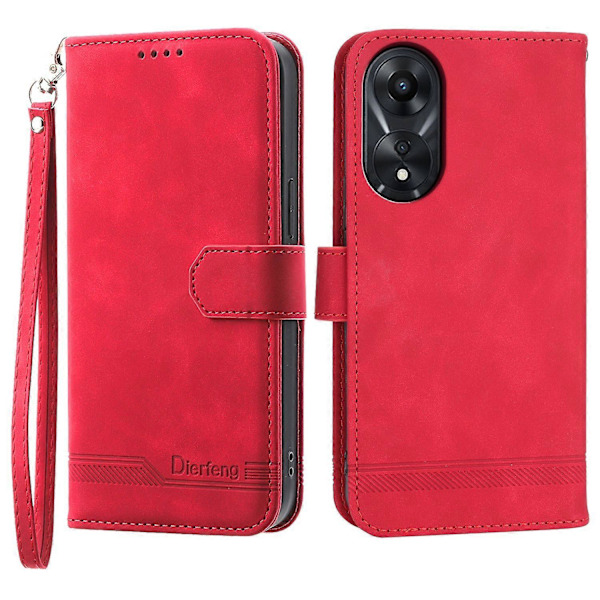 DIERFENG DF-03 for Oppo A78 5G Lær Telefonveske Linjer Avtrykk Deksel med Stativ Lommebok Multicolor Style F